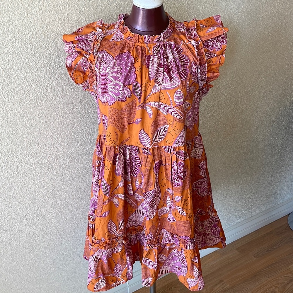 House of Harlow 1960 Orange and Pink Floral Mini Dress